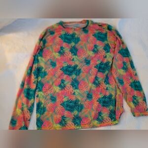 INGEAR Men’s Tropical Monstera Leaf Rash Guard Sun Shirt UPF 50+ Medium Host Pic